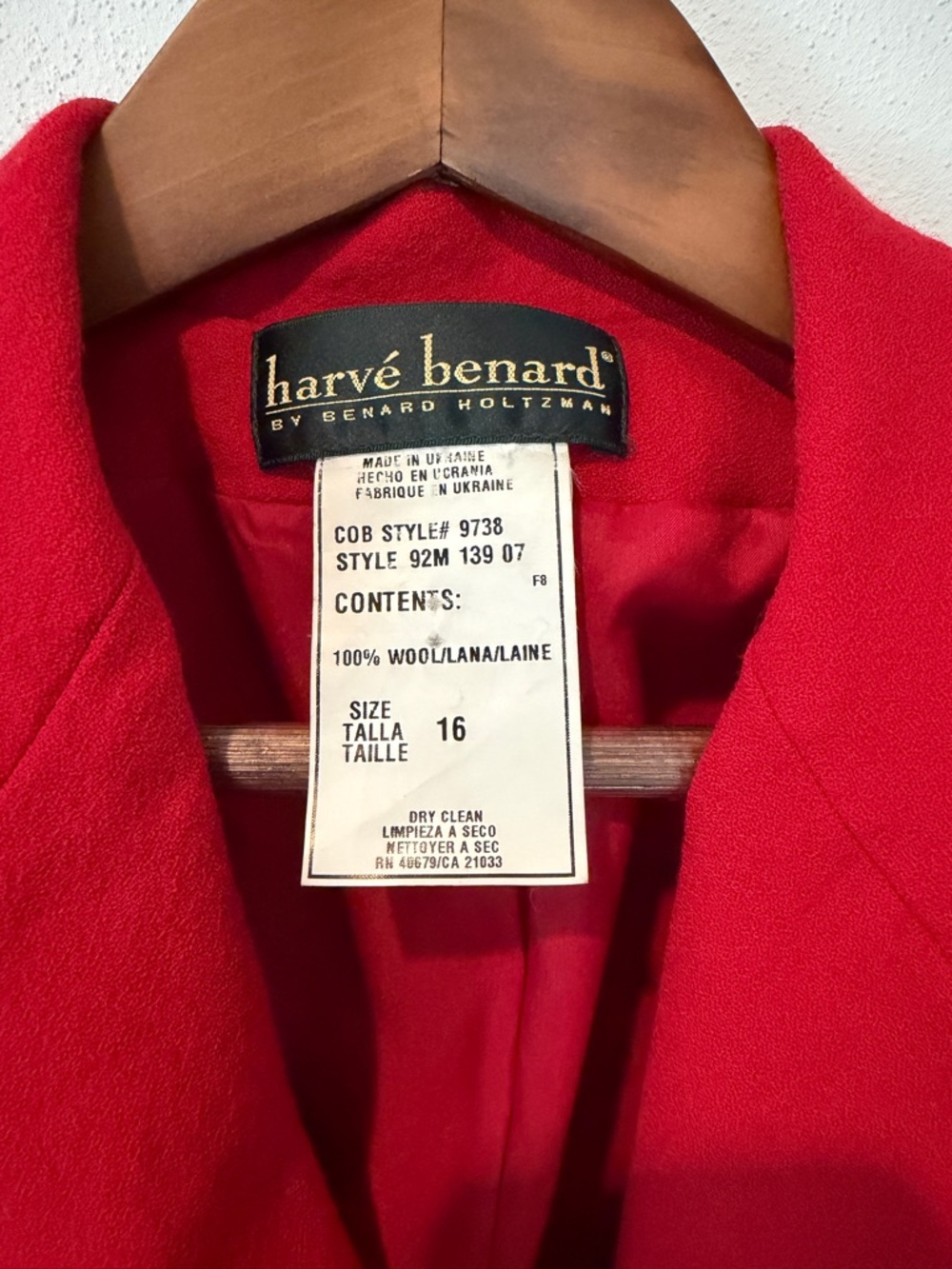 Vintage Harve Benard Lightweight Wool Blazer Jacket Lined Double Breasted Red - Picture 3 of 6